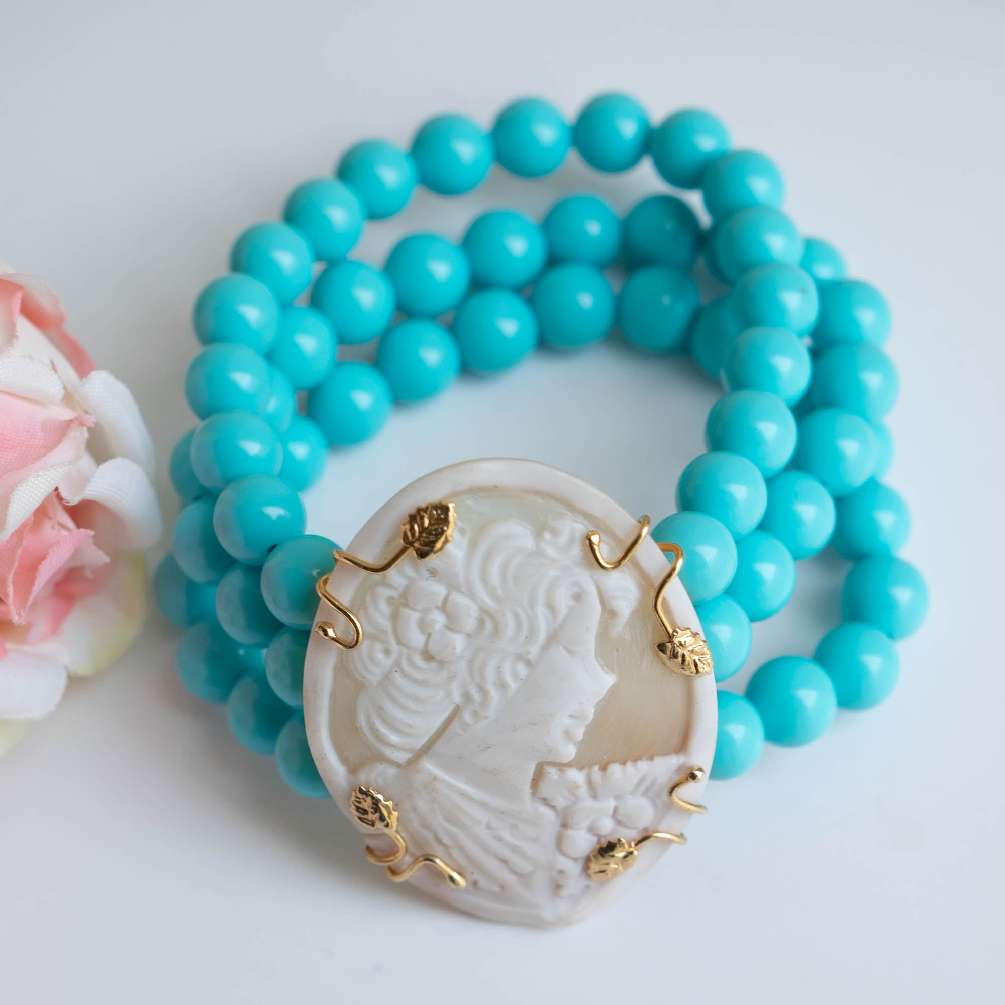 TURQUOISE PASTE AND CAMEO BRACELET (2)