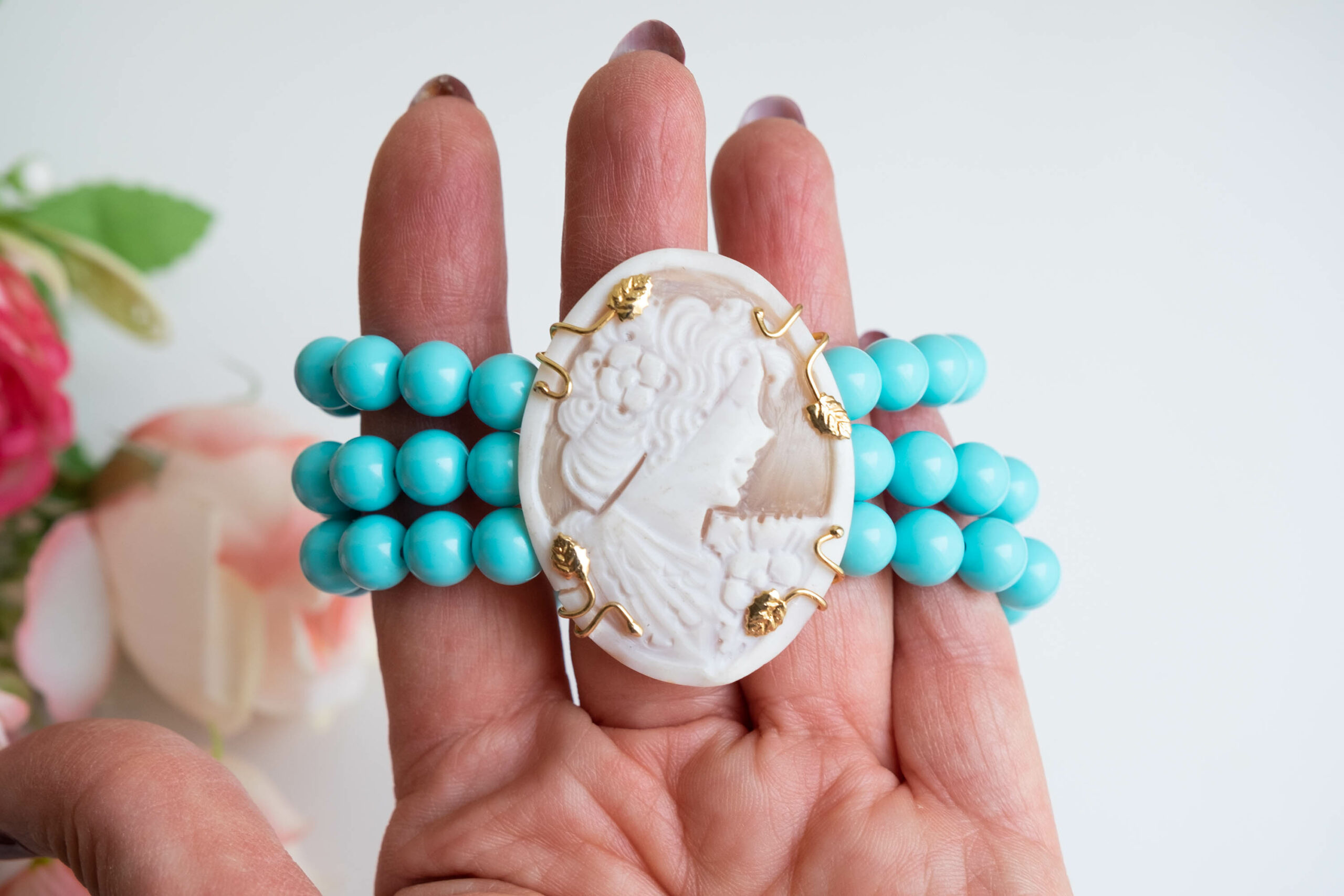 TURQUOISE PASTE AND CAMEO BRACELET (4)