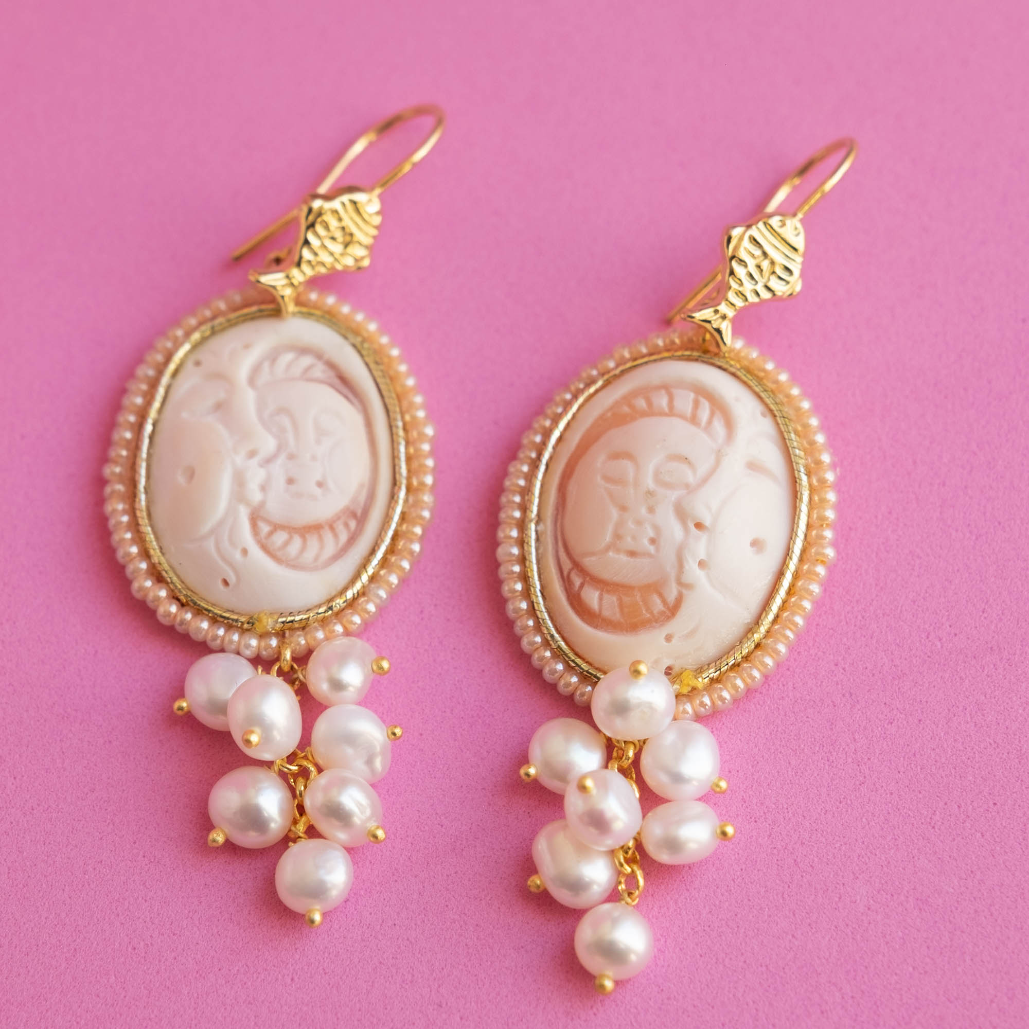 GENUINE SUN AND MOON CAMEO EARRINGS (9)