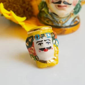 Anello testa di moro uomo in ceramica di Caltagirone G