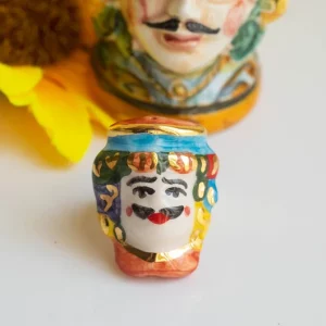 Anello testa di moro uomo in ceramica di Caltagirone R