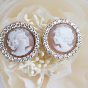 Orecchini Lobo Cammeo Sardonico Torre del Greco Dama Zirconi Argento