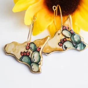 Orecchini in Ceramica con Fichi D'India fondo giallo