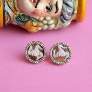 Orecchini a lobo Trinacria cammeo zirconi argento 925