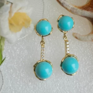 Orecchini pendenti pasta di Turchese zirconi e argento 925