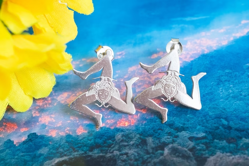 Trinacria-Earrings-with-925-Silver-Rhodium-Plated