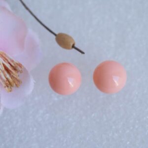 Orecchini a lobo 8 mm in corallo bamboo rosa e argento 925