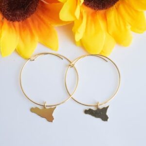 Orecchini in argento 925 placcato oro con Sicilia 3,2 cm