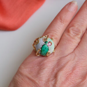 Anello in ceramica di Caltagirone bombato con Fico d'India