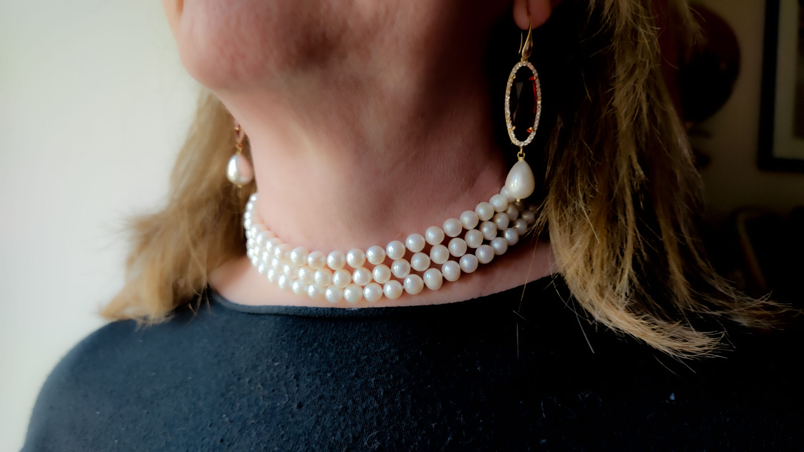 NATURAL PEARL CHOKER COLLAR NECKLACE 1