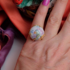 Anello in ceramica di Caltagirone bombato con Pesciolino
