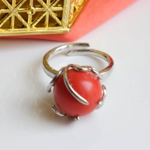 Anello Perla Rosso ottone argentato