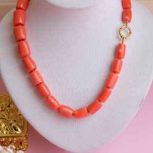 Collana in corallo bamboo barilotti top quality 50 cm