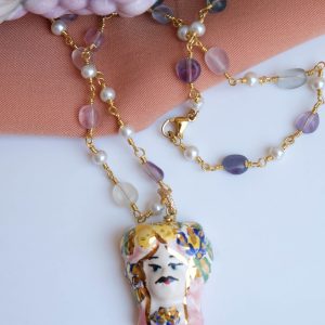 Collana rosario Testa di Moro ceramica di Caltagirone