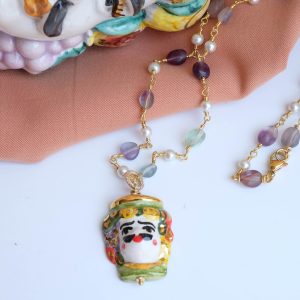 Collana rosario Testa di Moro ceramica di Caltagirone