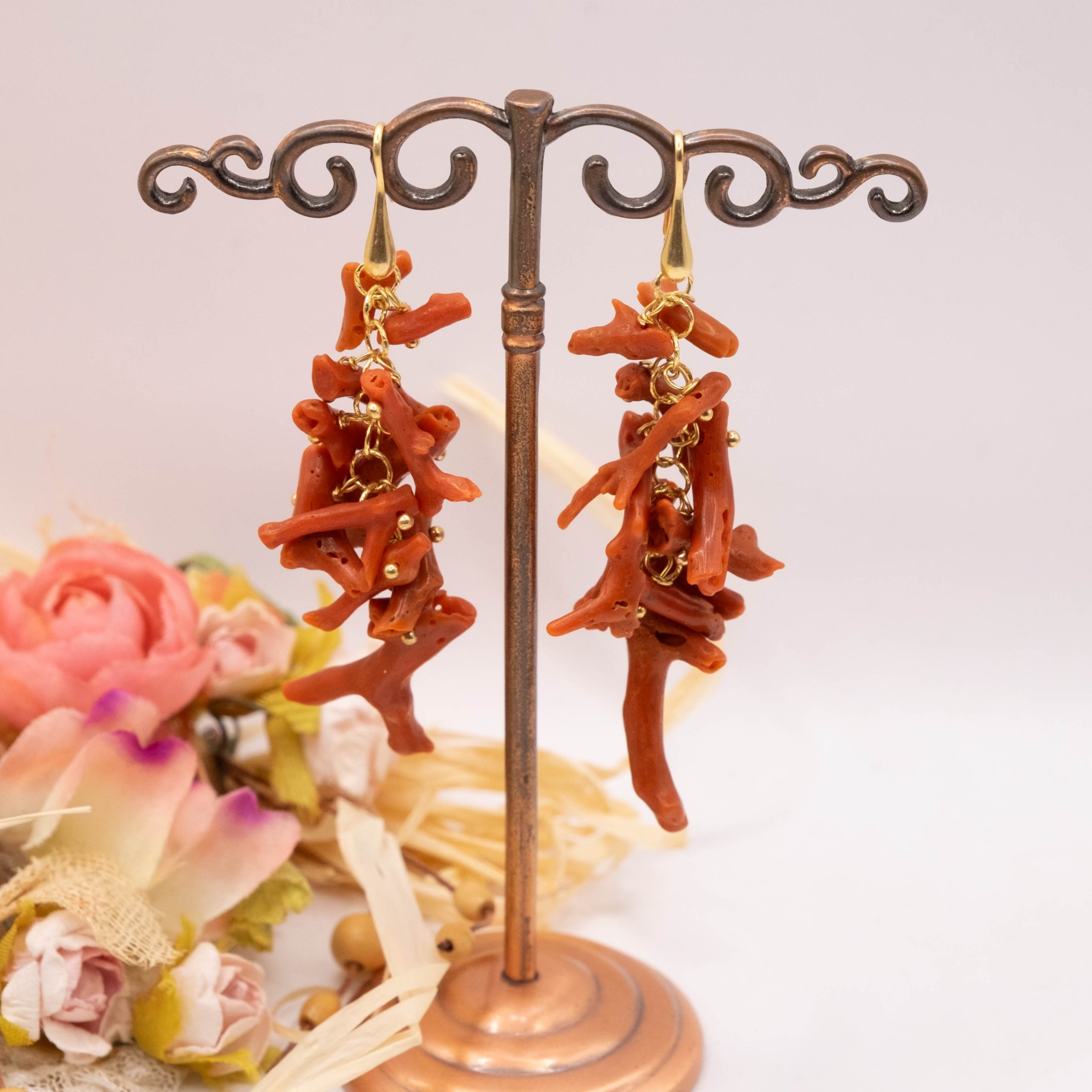 RAW RED CORAL EARRINGS SILVER (2)