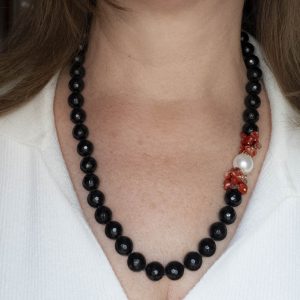 Collana Onice Corallo e Perla Naturale