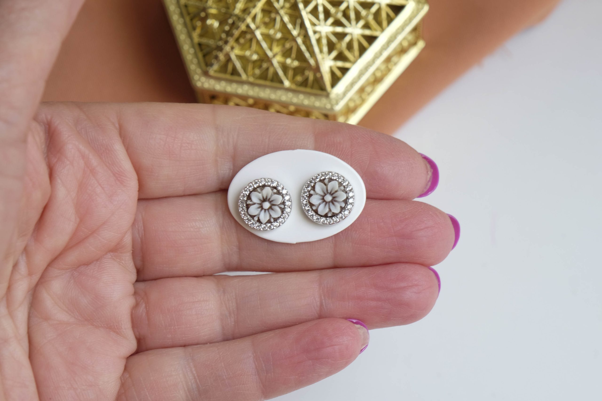 CAMEO EARRINGS OF TORRE DEL GRECO MEDIUM DAHLIA ZIRCONIA SILVER (1)