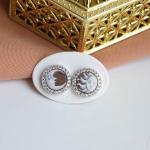 Orecchini Cammeo Torre del Greco Sole Luna Zirconi Argento