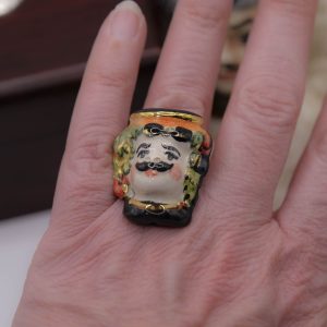 Anello testa di moro uomo in ceramica di Caltagirone N