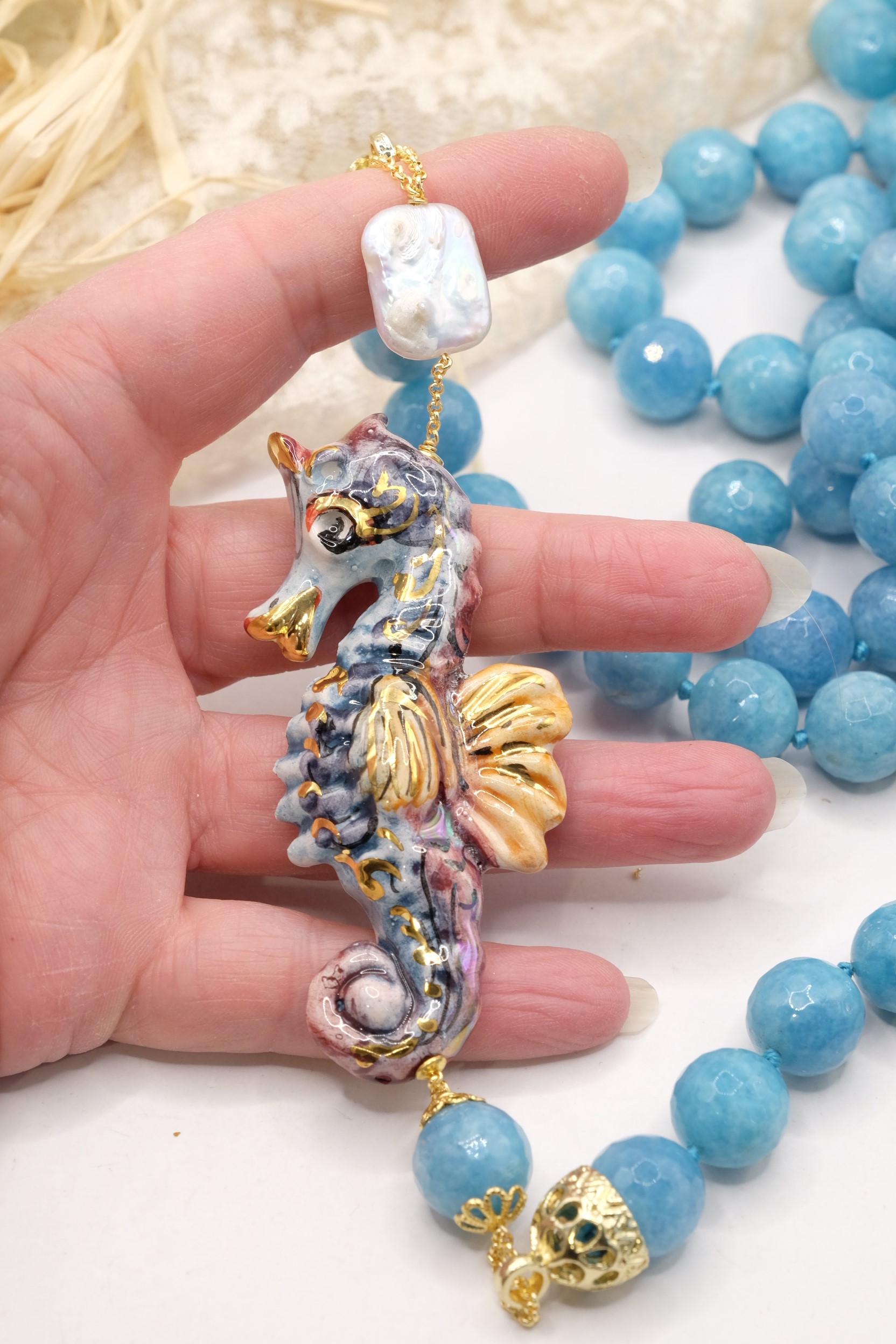 ANGELITE SEAHORSE NECKLACE (2)