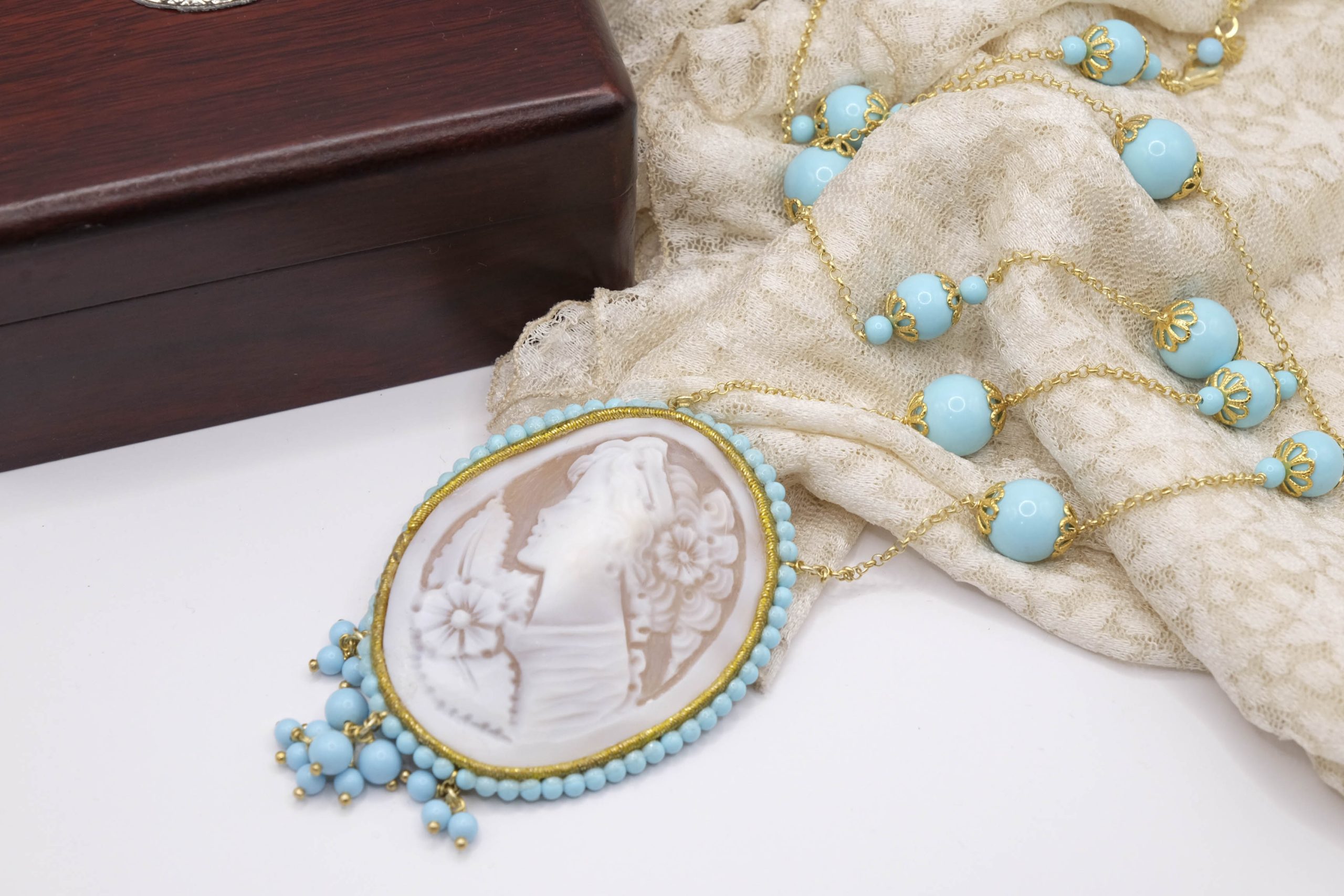 COLLANA TURCHESE CAMMEO ARGENTO (1)