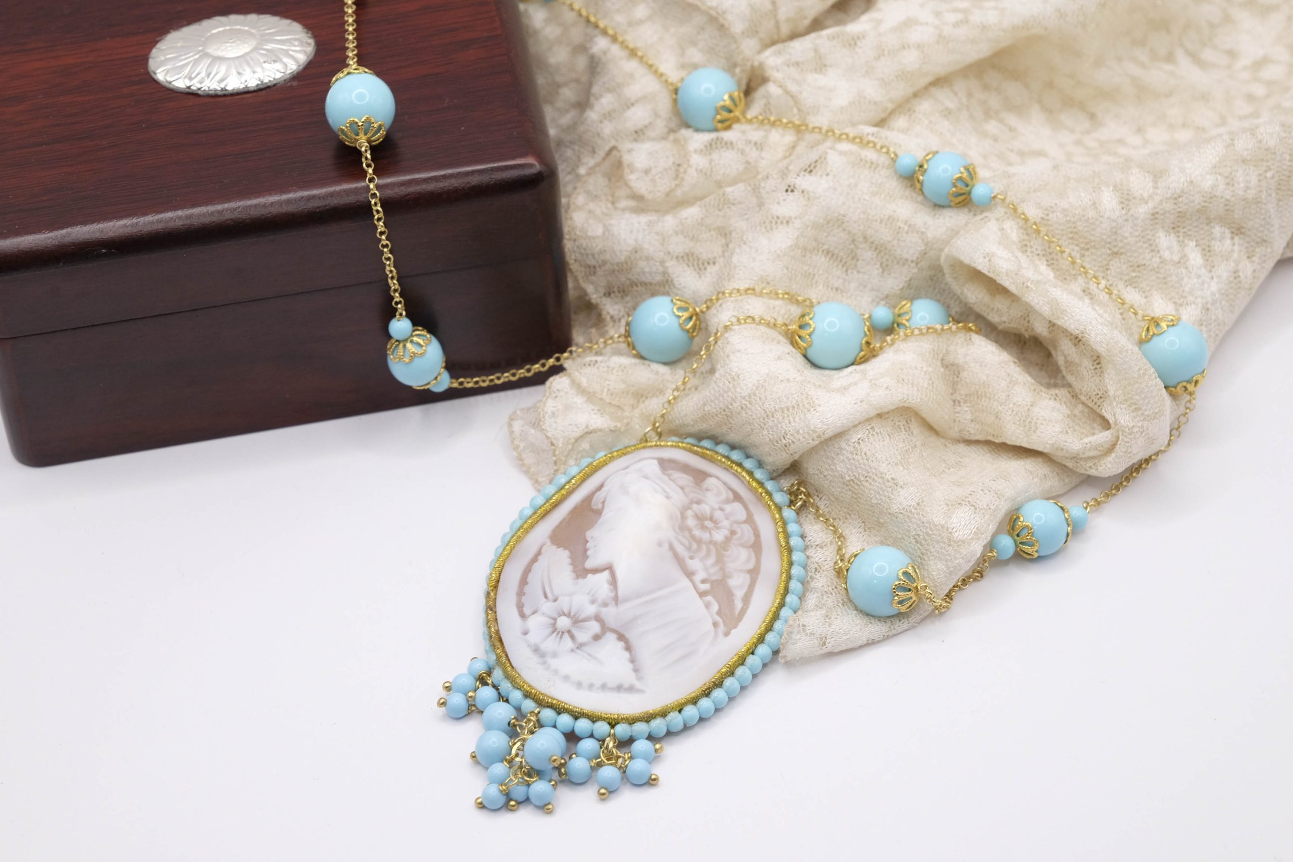 COLLANA TURCHESE CAMMEO ARGENTO (4)