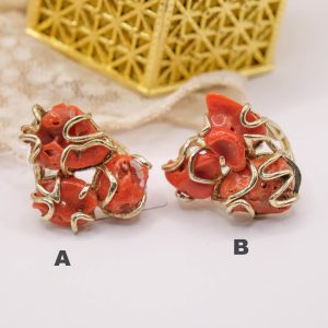 Anello Artigianale Corallo Naturale Ottone 3 Pietre