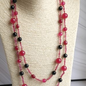 Collana Charleston Giada Borgogna Onice Nero Lunga 128