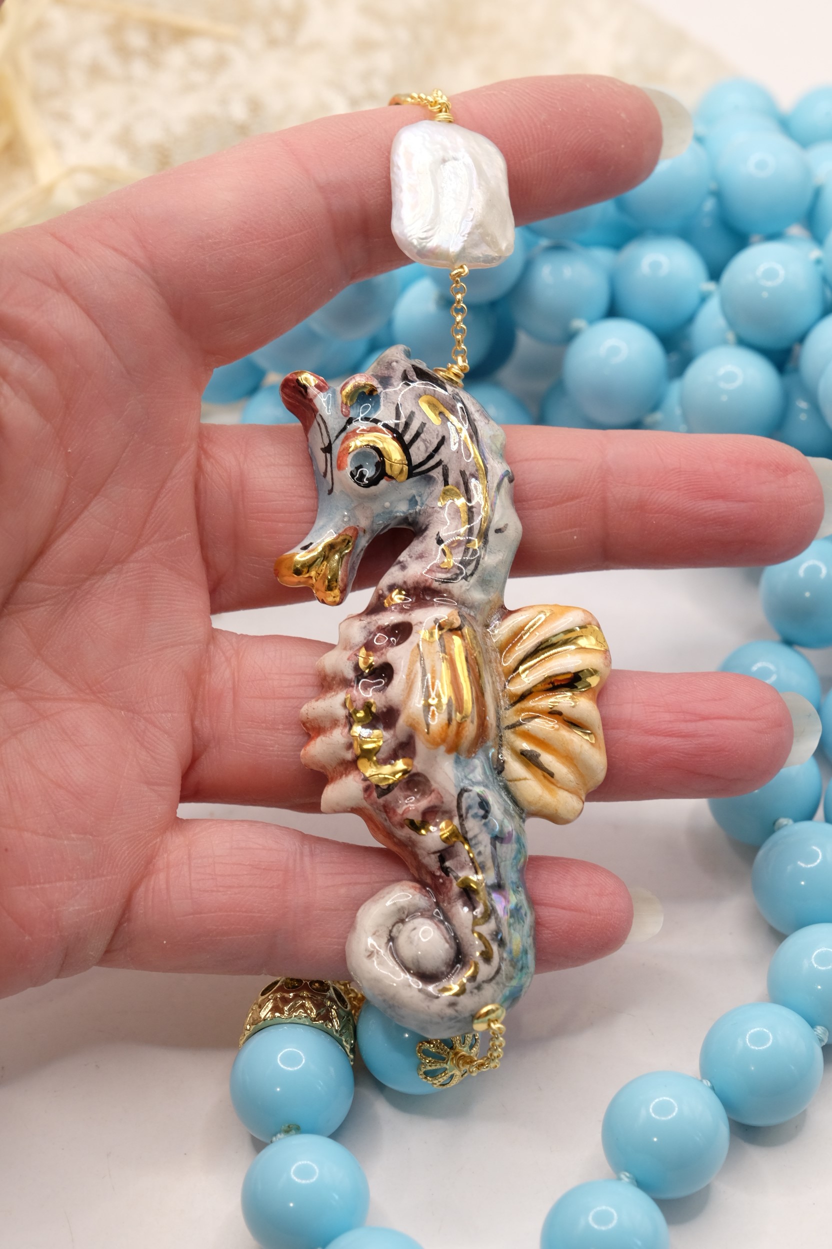 COLLANA PASTA DI TURCHESE CAVALLUCCIO MARINO (2)