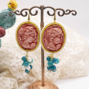 Orecchini Cammeo Ceramica di Caltagirone Giada Tiffany Perle