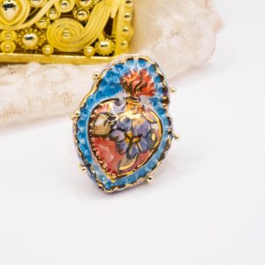 Anello in ceramica di Caltagirone col Cuore Sacro 9 Varianti