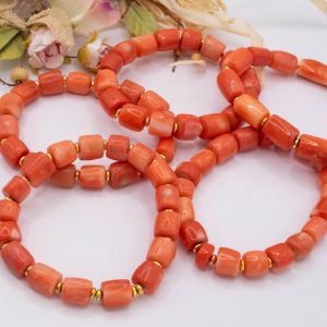 Bracciale Elasticizzato Corallo Bamboo Ottone 17- 18 o 19/20 cm