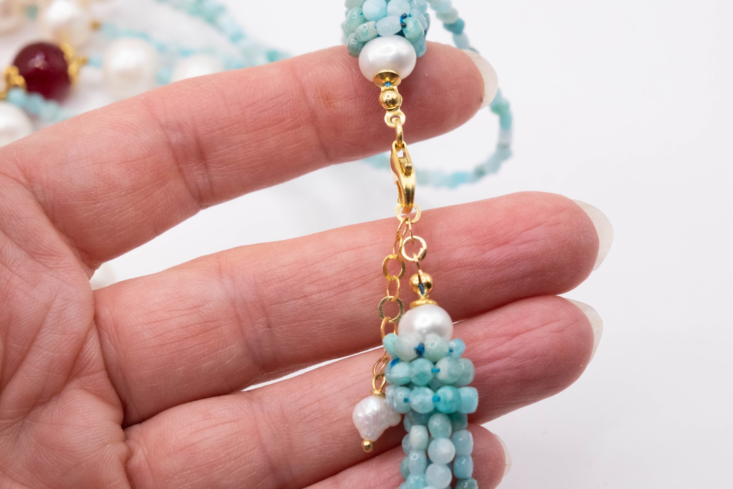 AMAZONITE JADE BURGUNDY SILVER NECKLACE (4)