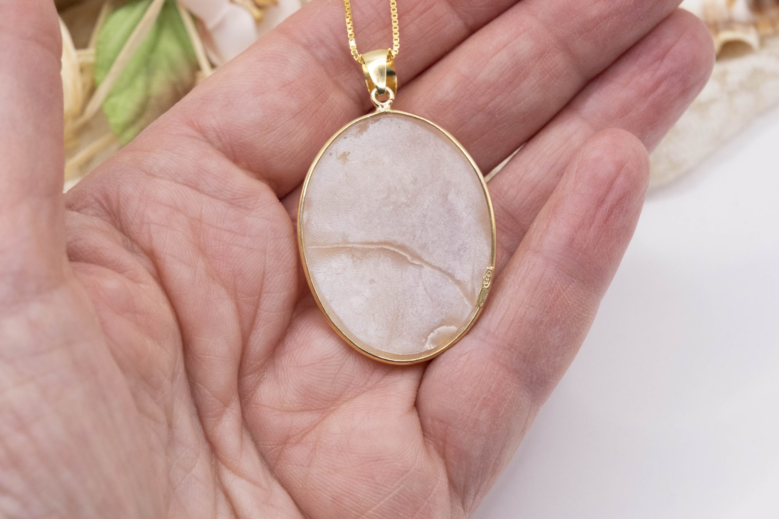 925 SILVER FLOWER CAMEO NECKLACE CHAIN (1)