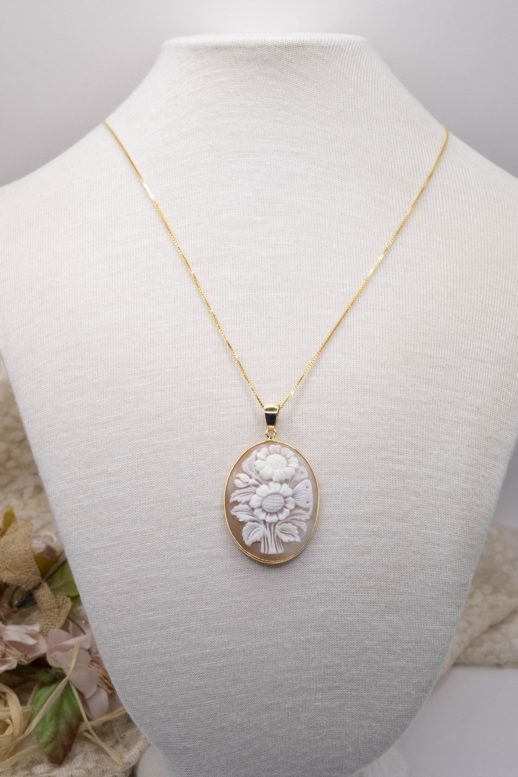 925 SILVER FLOWER CAMEO NECKLACE CHAIN (2)