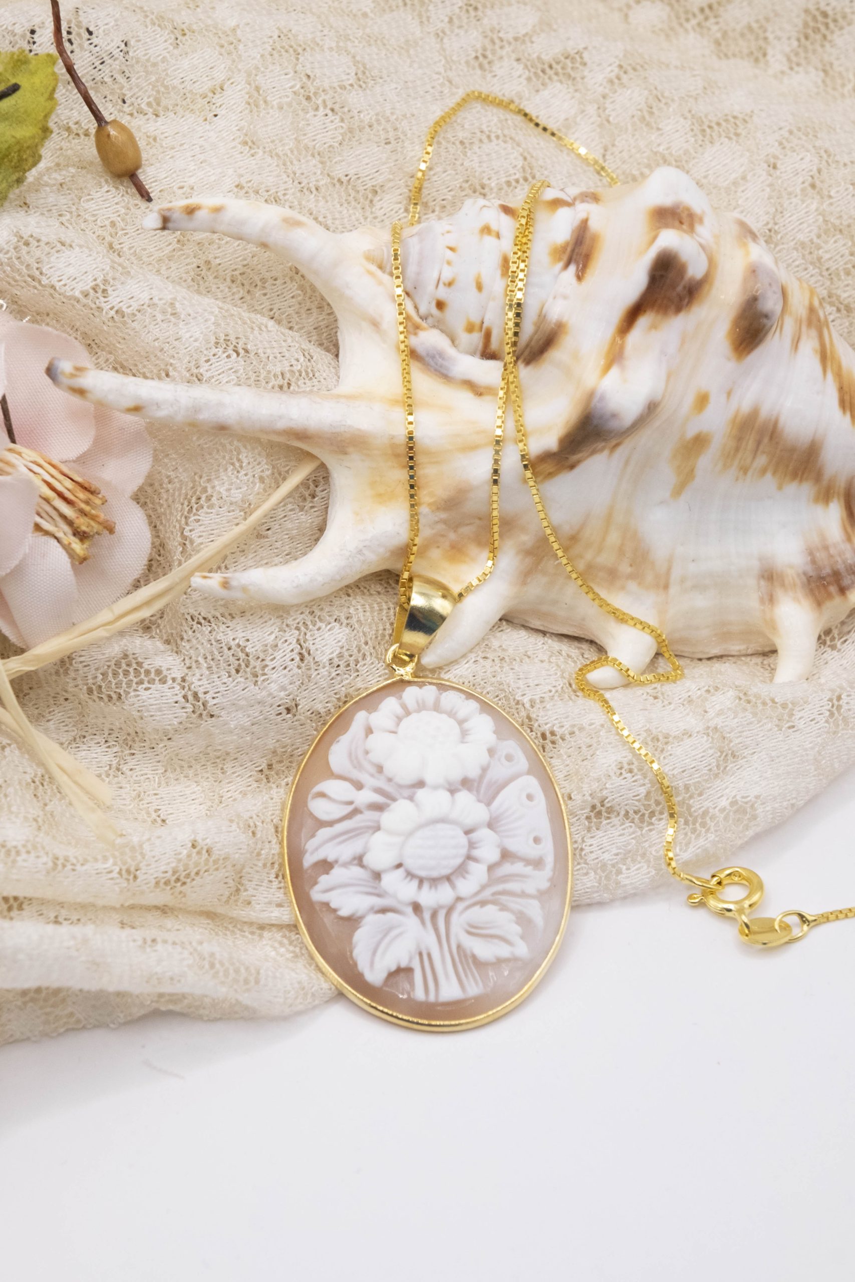 CAMEO FLOWER NECKLACE 925 SILVER CHAIN (3)