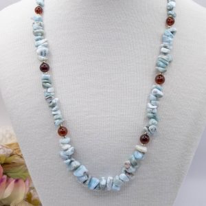 Collana Larimar Ambra del Baltico Argento Dorato V7