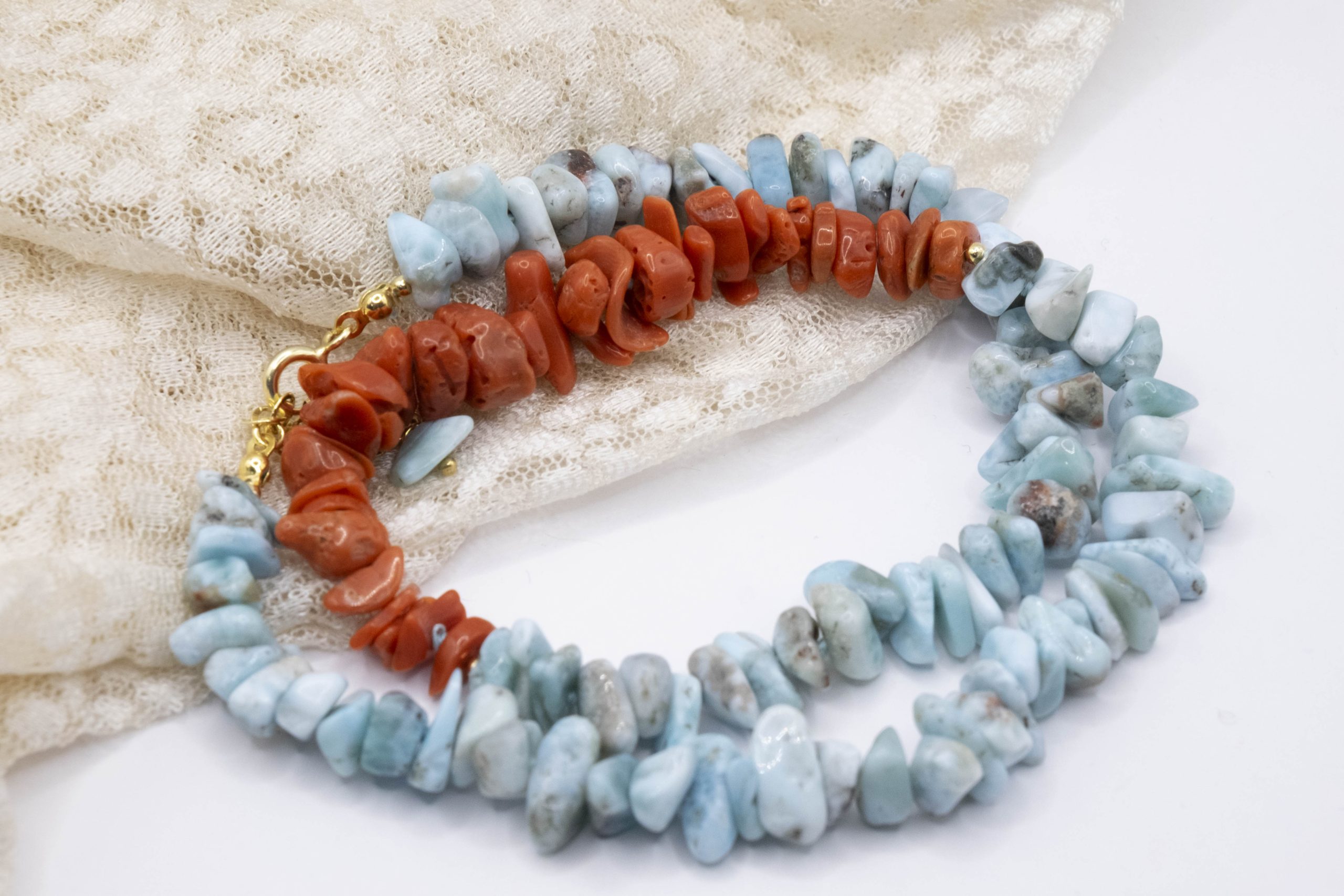 LARIMAR AND MEDITERRANEAN CORAL NECKLACE (7)