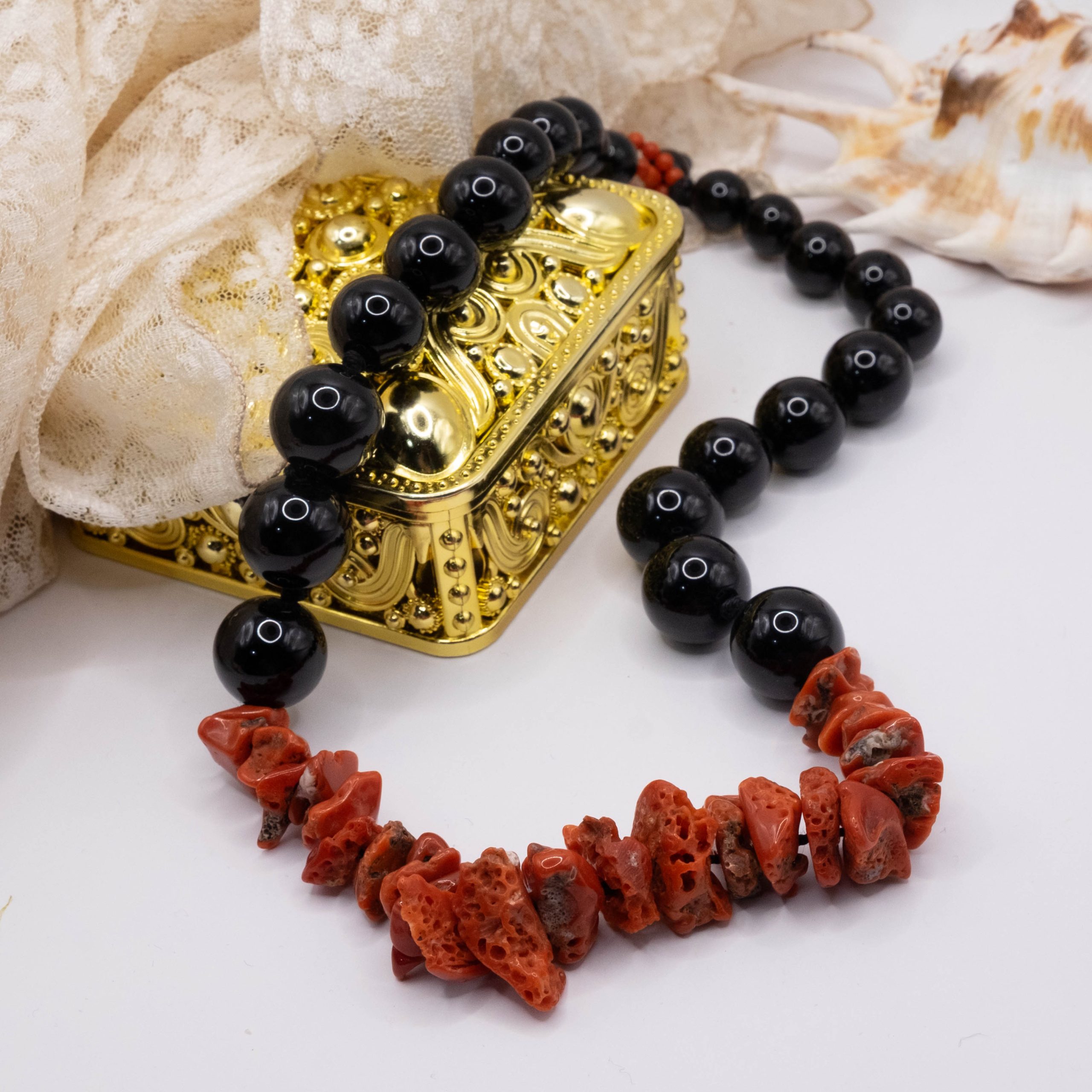 Natural Mediterranean Spongy Coral Necklace Onyx TQ (6)