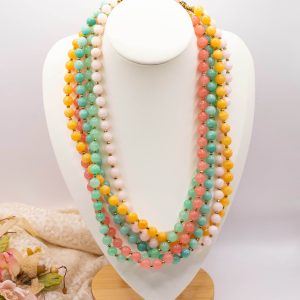 Collana Multifilo Giada Sorbetto e Ematite Gold