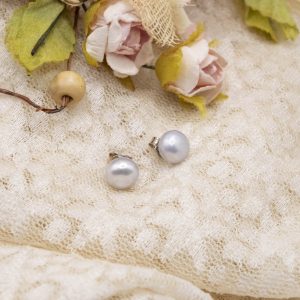 Orecchini perle a lobo grigio chiaro 8,5/9 mm Argento 925