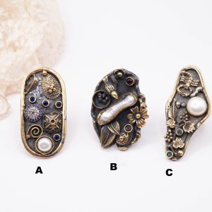 Anello Artigianale Anticato Argento 925 Perle Ziconi