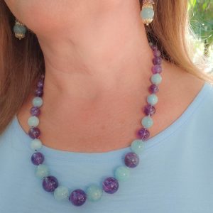Collana Acquamarina Preziosa e Ametista TQ Argento