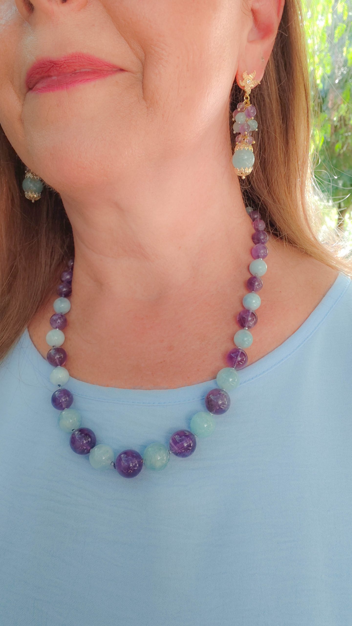 AQUAMARINE AMETHYST SILVER NECKLACE (2)