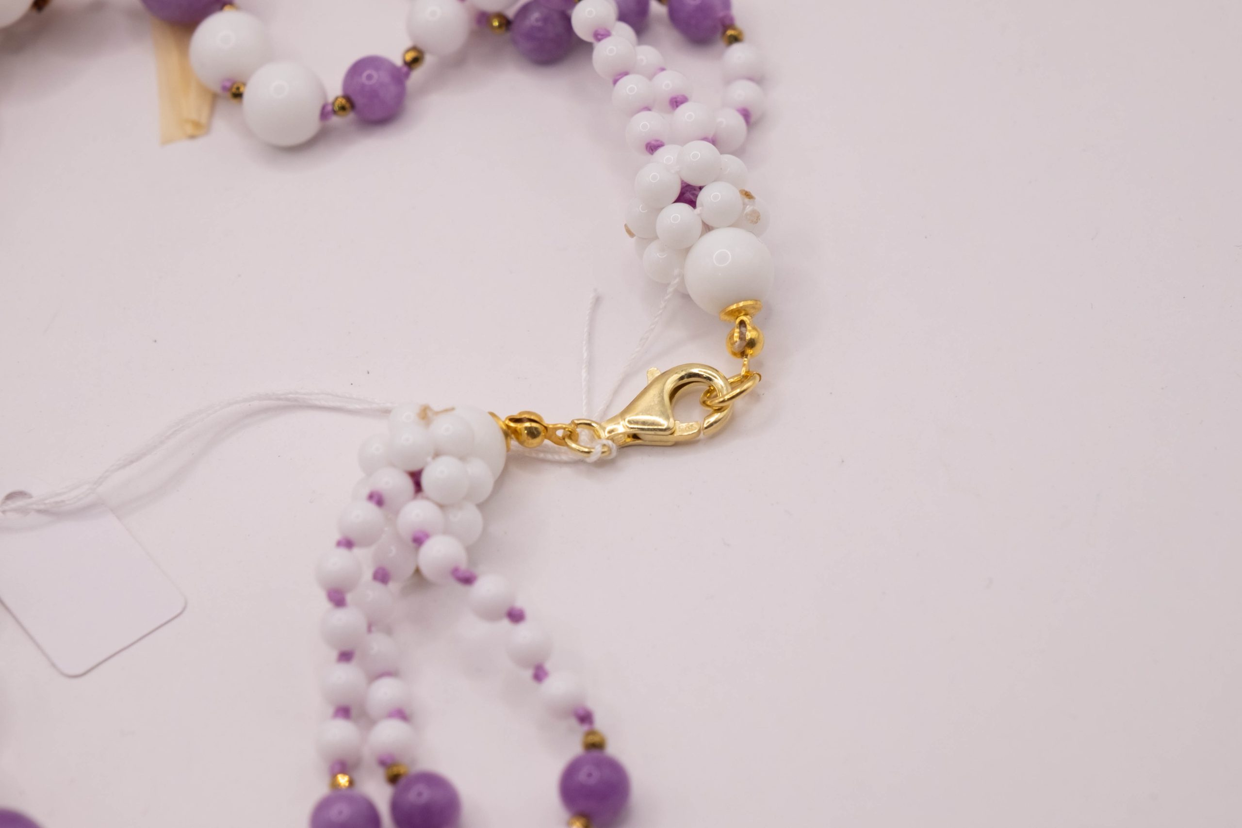 COLLANA AGATA BIANCA KUNZITE ARGENTO DORATO EMATITE ARTIGIANALE FATTA A MANO (5)