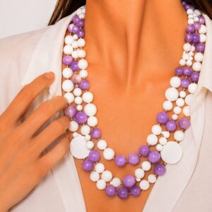 Collana Multifilo Agata Bianca Kunzite Argento