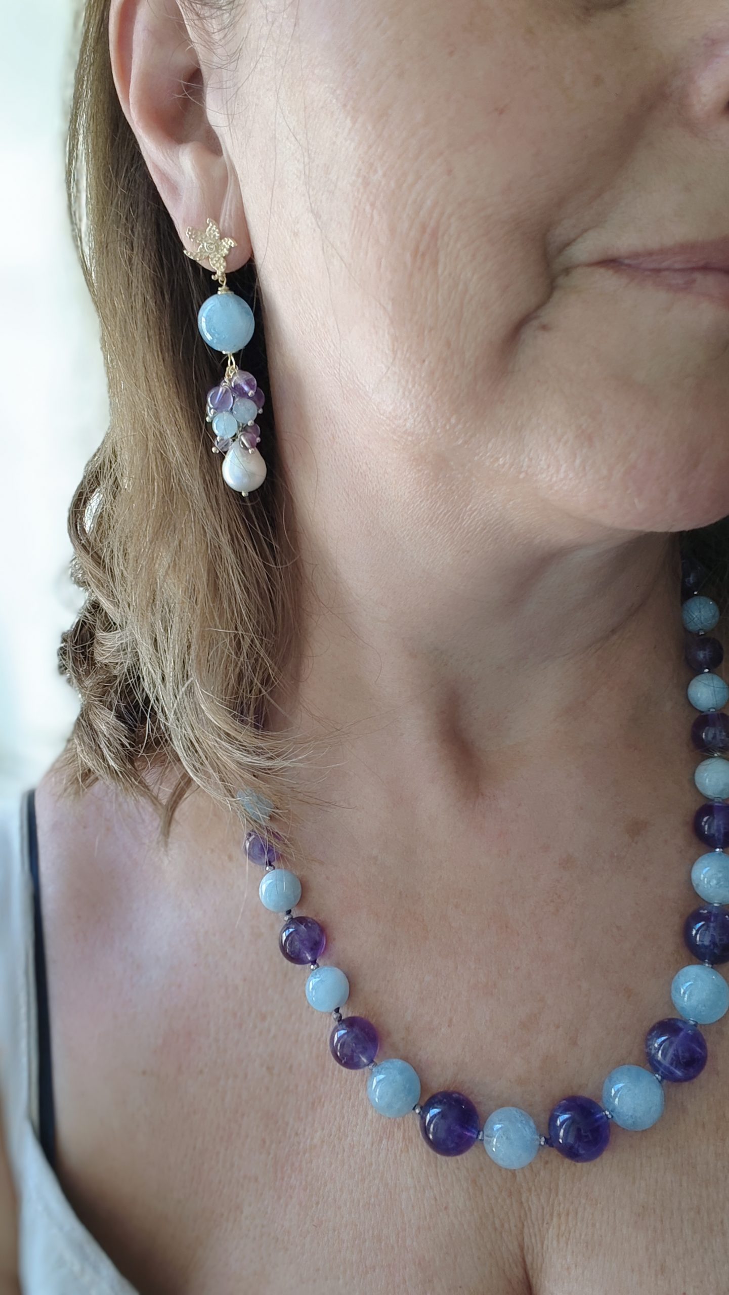 TOP QUALITY HANDMADE AQUAMARINE AND AMETHYST NECKLACE (2)