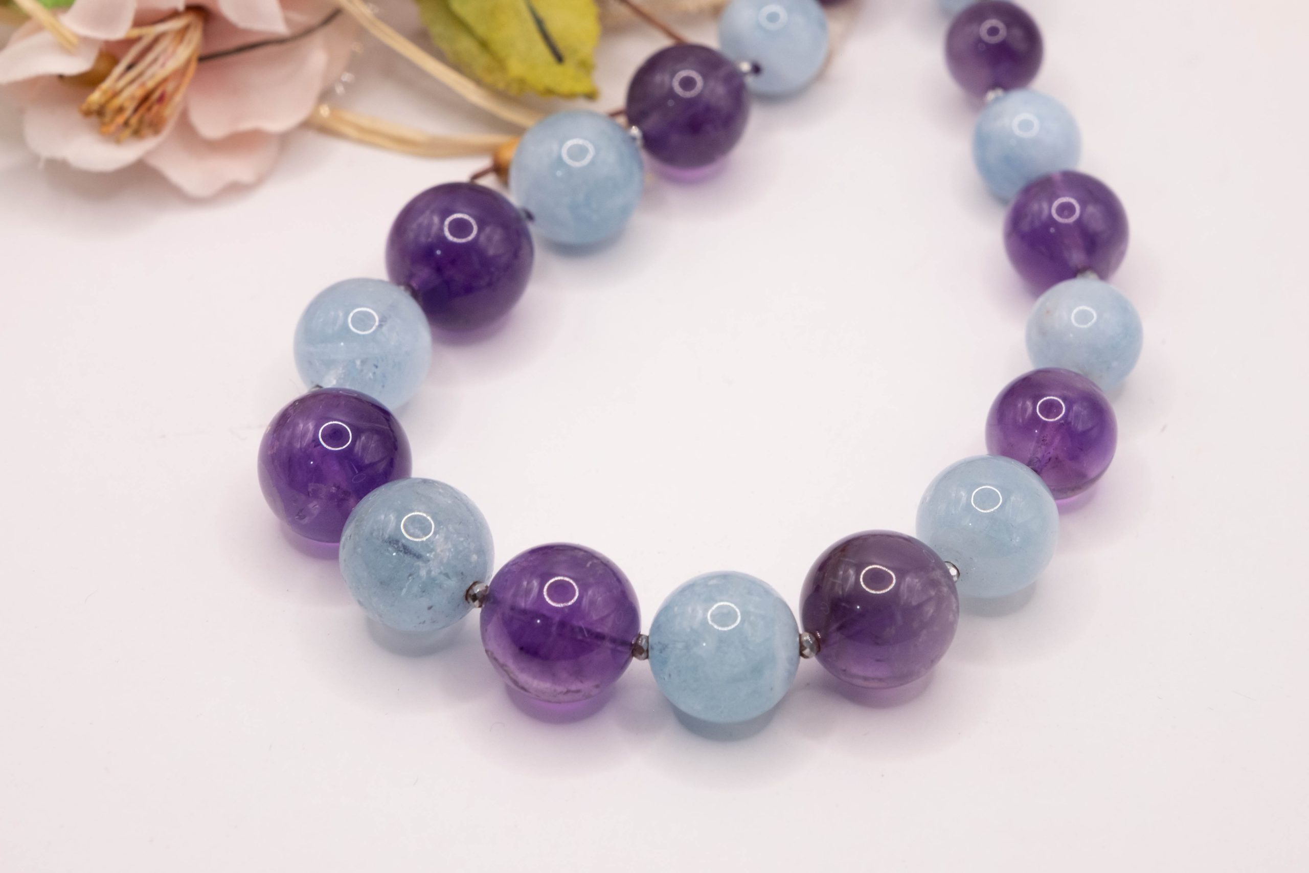 TOP QUALITY HANDMADE AQUAMARINE AND AMETHYST NECKLACE (5)
