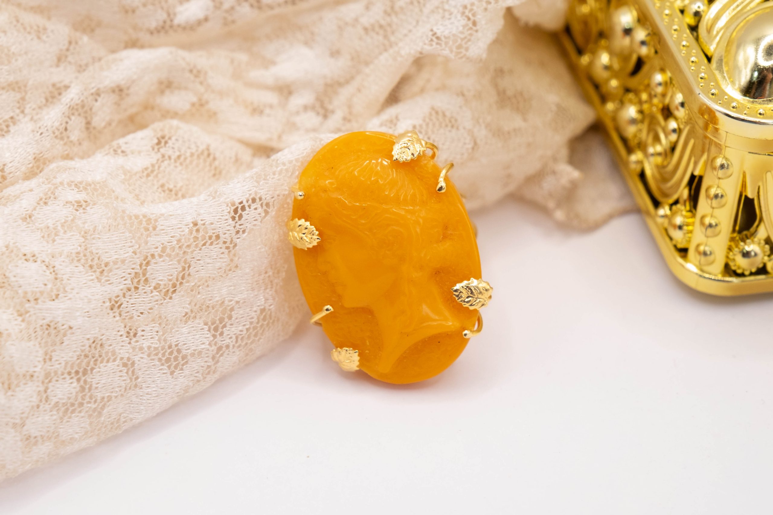 ANTIQUE BALTIC AMBER RING GREEK HEAD 925 GOLD SILVER (3)